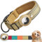 Ledeak Taktisches AirTag Hundehalsband, Wasserdicht Integriertes Apple AirTag Halter Reflektierendes Hunde Halsbänder, Gepolstertes Hundehalsband für Kleine, Mittlere und Große Hunde (Khaki, L)