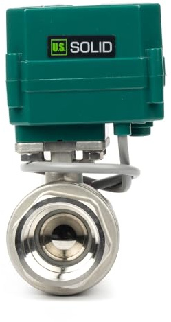 U.S. Solid 1-1/4” Motorized Ball Valve - Stainless Steel Electric Ball Valve with Full Port, 9-24V AC/DC, 2-Wire Auto Return, Normally Closed, G Thread
