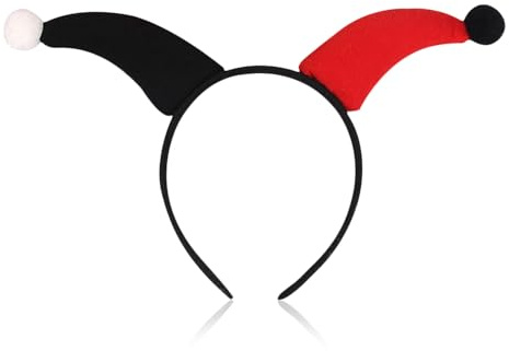 HIXNUG Diadema de Harley Quinn para Halloween, disfraz de villano, diadema para cosplay, Halloween, carnaval