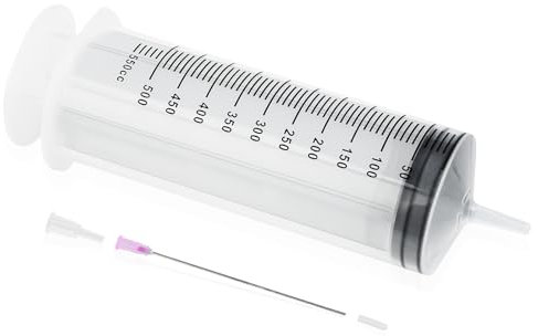 500ml,spritze mit 18G 10cm Nadeln mit Stumpfer, sterile Spritzen für Labor, Garten, Tiernahrung und Industrie