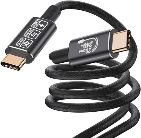 cable usb c carga rapida 3 meter,cable usb c 3.2,20 Gbps,240W cable usb c monitor, cable usb c video 4k@ 60Hz de Transmisión Para Ordenadores Portátiles, Teléfonos Móviles, Dispositivos usb c 3 meter