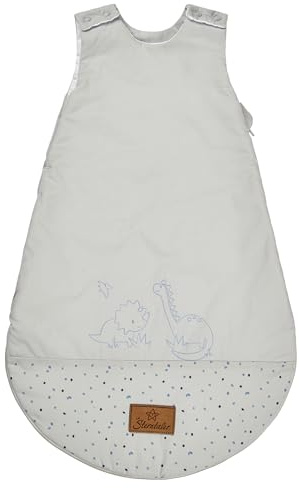 Sterntaler Babyschlafsack 44cm Dino Rexi - Schlafsack leicht wattiert aus weichem Polycotton - mit 2-Wege Reißverschluss & Druckknöpfen an der Schulter, graublau