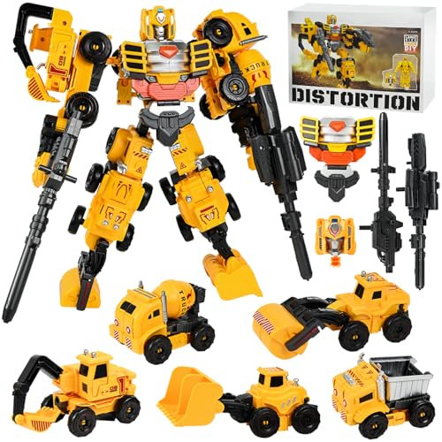 Ulikey Transformers Spielzeug für Kinder, Verformung Roboter Baustellenfahrzeuge Auto Spielzeugset, Technik Fahrzeug Transformer Roboter Spielzeug Geschenk für Jungen ab 4 5 6 7 8 9 Jahren