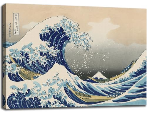 weiyiart The Great Wave off Kanagawa by Katsushika Hoki. Klassischer Kunst-Reproduktionsdruck, Ozeanwellen-Poster, Gemälde, Heimdekoration, 91,4 x 61 cm