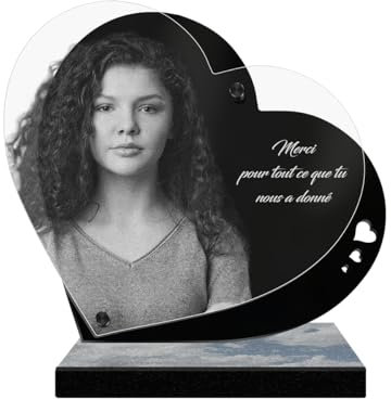 ETERNEL - Personalisierte Grabplatte Ewiges Herz - Foto und Text anpassbar, lasergravierte Grabplatte für Hommage, Plexiglass, Grabplatte, Friedhof, Beerdigung