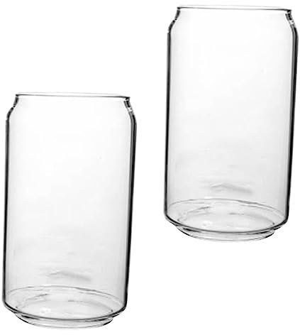 Amosfun 2pièces Tasses Verre Transparent Forme De Canette à Anneau Mugs Pour Eau Bière Et Jus
