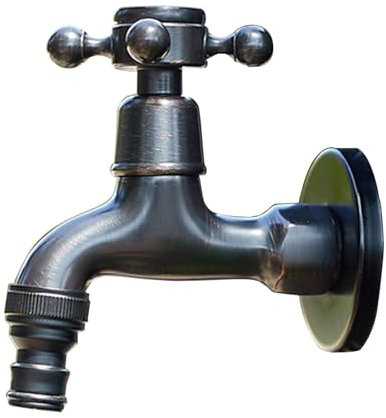 SXWYLZ Grifo Pared Jardin Vintage Grifo de Pared Agua Fria Grifo Exterior Jardin Laton Grifo Terraza Exterior Pared Grifo Patio Exterior decorativo,Negro