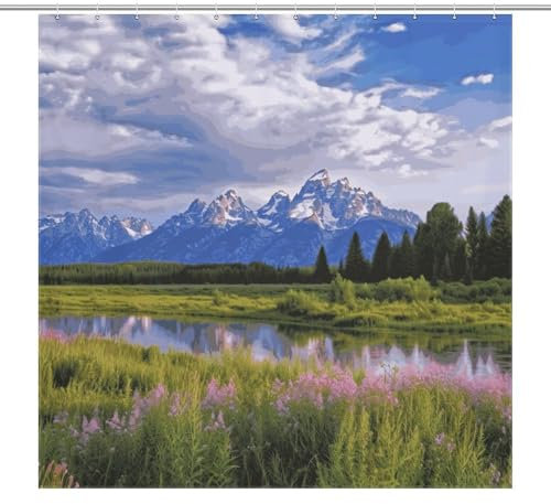BFGWK Tenda da doccia impermeabile Grand Teton stampa tende da doccia decorazione bagno tenda da bagno tenda per bagno