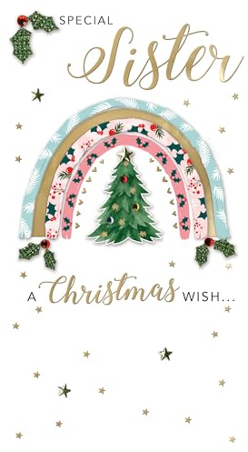 Embellished Special Sister Champagne Hand-Finished Christmas Greeting Card XCDC446