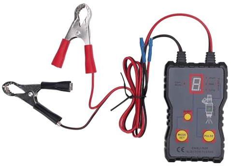 Luocute Motorcycle Fuel Injector Tester Machine, 4 Pulse Modes Fluid Test Kit for Automotive CNBJ-620 12V, Digital Display, ABS Material, with DC12V Power Supply, for DIY Injector Cleaning