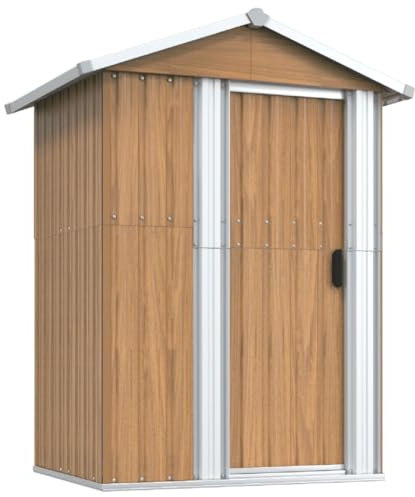 Cobertizo de jardín marrón 126 x 97,5 x 177 cm acero galvanizado, kangqiling316236