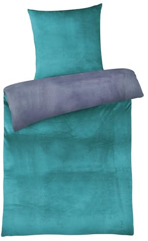 Carpe Sonno - Plüsch Bettwäsche 135x200 Cashmere Touch Weich & Warm - Kuschelige Winterbettwäsche 135x200 - Teddy Kuschelbettwäsche flauschig - Flauschige Bettwäsche Winter - Grün Grau