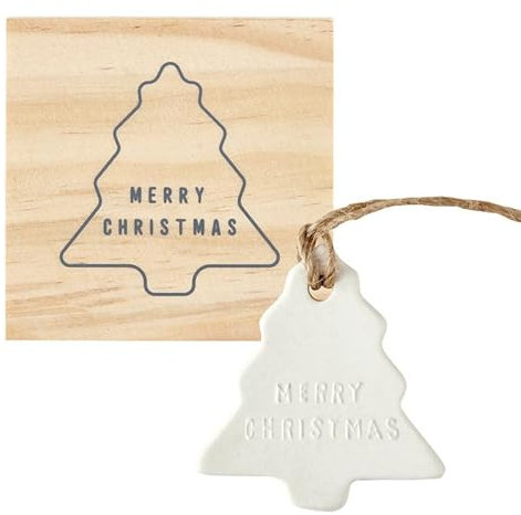 Santa Barbara Design Studio Weihnachtsdekoration, Keramik-Baum, in Geschenkbox, 5,7 x 5,7 cm, Merry Christmas