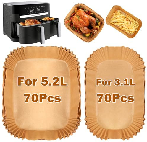 ZHYOPING 140PCS Air Fryer Liners Disposable, Air Fryer Parchment Paper Liners for Tefal Easy Fry 5.2L/3.1L, Philips 3000 Series 9L, Tower T17099 5.2L/3.3L, Salter EK5729 5.5L/3.5L, Lakeland 5L/3L
