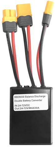 cimsfcor Dual Battery Connector, 20V-72V, 30A, XT60 Ports, Parallel Module, Extended Range, Balanced Performance