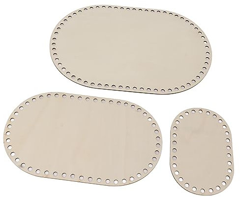 JTLB Holzkorb Unten, 3 Stück, Ovale Form, Leere Häkel Korb, Holz-Basis-Shaper für DIY-Korb-Handwerk-Weberei-Zubehör