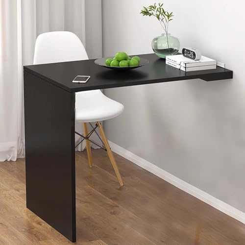 FAXJRU Wandtisch klappbar, Wandklapptisch Klappschreibtisch Schreibtisch zum Ausklappen Esstisch zur Wandmontage Computertisch schwebend für Büro platzsparend(Black,40 * 90cm/16 * 35in)