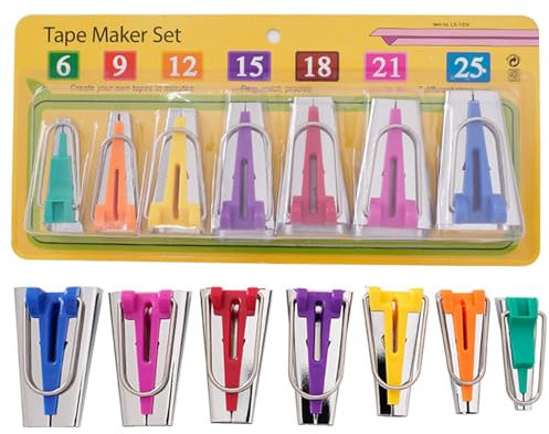 Schrägbandformer für Stoff, Nähen, Quilten, Werkzeug, 6 mm, 9 mm, 12 mm, 15 mm, 18 mm, 21 mm, 25 mm, Bandmacher-Werkzeug-Set zum Nähen