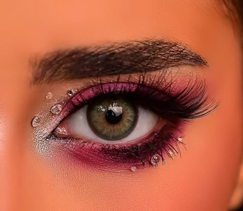 Venus® Farbige Kontaktlinsen ohne Stärke – weiche Jahreslinsen kontaktlinsen farbig für Damen + Brillenträger – farbige Kontaktlinsen (Olivine Green 14,5mm, 2 stück (1er Pack), 0, Dioptrien)