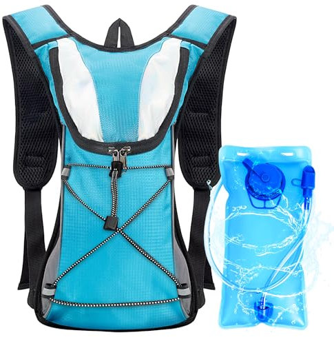 Sac à dos d'hydratation avec poche d'eau de 2 L, sac à dos léger pour randonnée, cyclisme, cyclisme, sac à dos d'hydratation en plein air, course à pied, randonnée, équitation, camping pour homme et