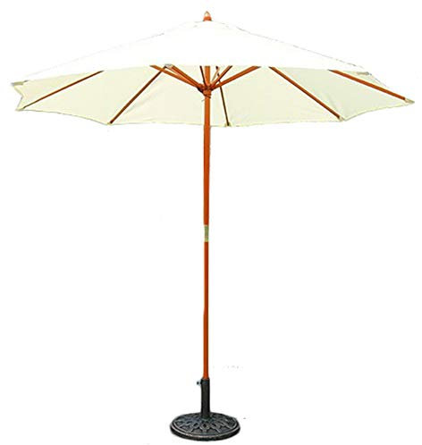 MYUYEE Parasol de Table d'extérieur de 9 Pieds avec Poteau en Bois pour Jardin de marché Cour Plage terrasse Piscine café décoration,Blanc cassé