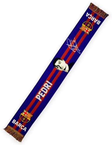 FC Barcelona Offizieller PEDRI Schal – Lizenzprodukt mit Unterschrift und Wappen – 140 x 20 cm