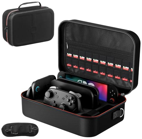 TOPCHANCES Switch 2 Tasche für Nintendo Switch 2 Zubehör, Tragbare Hartschalen Schutzhülle mit 20 Spielkarten Slots für Switch 2 Konsole und Joy-Cons