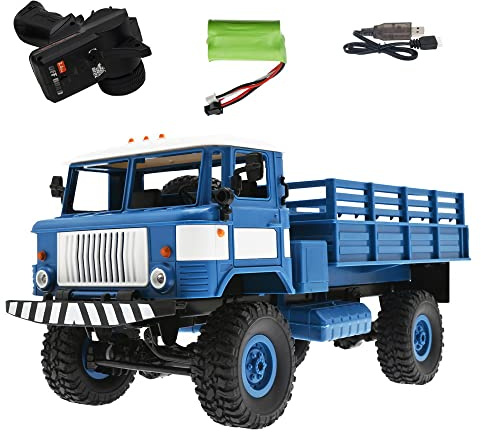 Ichlovdu RTR RC Militär Truck 4WD 1:16 WPL 4WD B-24 RTR 2.4Ghz Crawler LKW Ferngesteuerter LKW Ferngesteuertes Auto Geschenk für Erwachsene Kinder Hobby (blau)