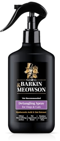 Barkin & Meowson Detangling Coat Spray for Dogs & Cats, 350ml | Hyaluronic Acid & D-Panthenol help strengthen and hydrate coats & eliminates tough tangles for quick, easy combing & styling
