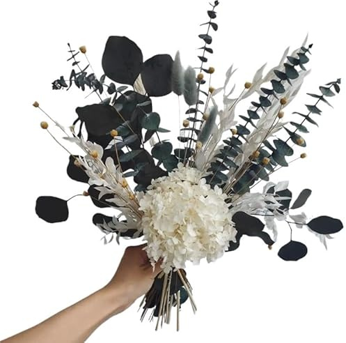 Getrockneter Pampasgras-Strauß, Getrocknetes Pampasgras und konservierte Hortensie, mehrfarbig, 40–45 cm(C)
