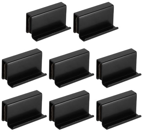 sourcing map Glas-Fingerkantengriff, Stahlfenster, Vitrinentür-Clips, verdeckter Schranktürgriff für Schubladen, Kleiderschränke, Vitrinen, Vitrinen, Möbel, Schwarz, 8 Stück