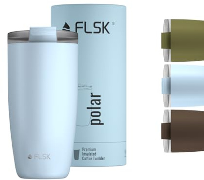 FLSK Tumbler – Premium coffee to go-Becher aus Edelstahl – 100 % auslaufsicher, BPA-frei & doppelwandig – hält 3 h heiß (polar, 500 ml)