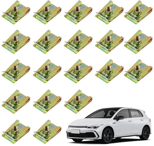 20 Stück M6 U Typ Mutter Clip Set aus robustem Manganstahl, Auto Karosserie Clips für Verkleidung Kotflügel Türverkleidung und Unterfahrschutz, langlebige Blechmutter für Unterboden Befestigung
