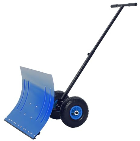 GarveeLife Ergonomischer Profi-Schneeschieber mit Rädern 74 cm breite | verstellbare Schneeschaufel, 5-fach winkel- und höhenverstellbarer Griff, rostresistent, rückenschonend für Einfahrt, Gehweg