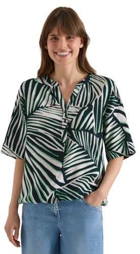 Cecil Kurzarm Bluse mit Split Neck und Print