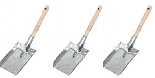 Kohlenschaufel, Futterschaufel aus verzinktem Stahlblech mit Holzgriff • 3er Set