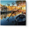 Modern Wanduhr Kanal Boot Amsterdam Wasser 40x40cm Quadrat Groß Wand Uhr Glas Analog Zimmeruhren Küche Büro Wohnzimmer Glasuhr Wall Clock Dekoration Design Wanddekoration Küchenuhr C4AC40x40-2857