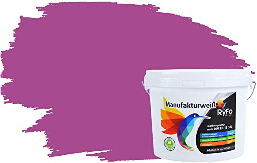 RyFo Colors Bunte Wandfarbe Manufakturweiß Krokusviolett 3l - weitere Violett Farbtöne und Größen erhältlich, Deckkraft Klasse 1, Nassabrieb Klasse 1