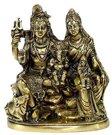eSPLANADE Messing Shiv Pariwar - Shiva Familie - Shiv Parvati Shiva Bholenath Shankar Parvati Ganesha Nandi Murti Idol Statue Moorti - 15,2 cm