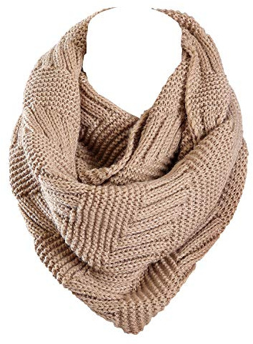 Marte&Joven Winter Knit Infinity Scarf for Women Thick Warm Khaki Circle Loop Scarves Holiday Gift, 1