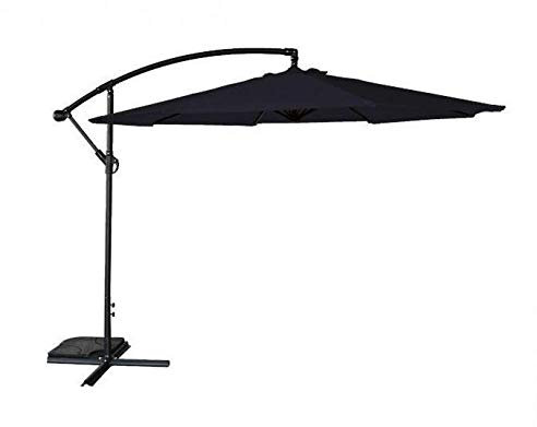 Horizon 3m Cantilever Banana Garden Parasol - Grey/Green/Black/Natural (Black)