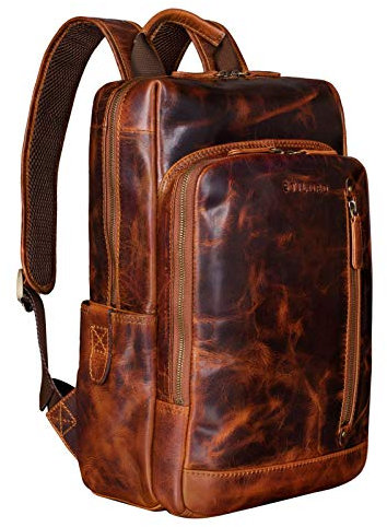 STILORD 'Johnson' Lederrucksack Herren Business Vintage Rucksack für 13,3 Zoll MacBook Laptoprucksack Moderner Daypack für Uni Arbeit Office Echt Leder, Farbe:kara - cognac