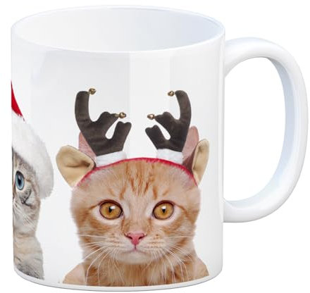 Katzen Tasse Kaffeebecher mit Weihnachtsmotiv