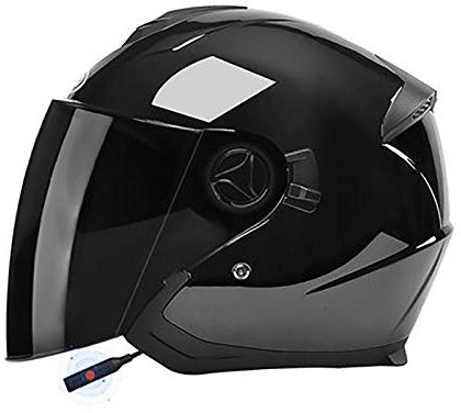 Casque Moto Jet Bluetooth Casque Scooter Ouvert Casques Motocross avec Anti-buée Double Visière ECE Homologué Casques Moto avec Microphone Intégré pour Hommes Adultes Femmes J,54~59cm