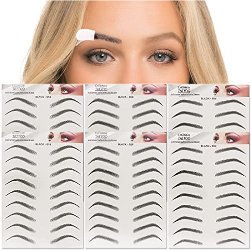 6D Simulation Augenbrauen Aufkleber 6 Blatt/56 Paar Haarähnliche Wasserdichte Augenbrauen Tattoos Aufkleber