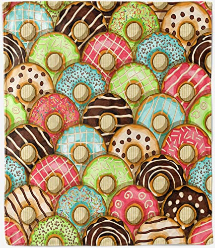 ANHOPE Köstlich Lebensmittel Donut Decke Weich Warm Leicht Flanell Wurfdecke Wohndecke Sofadecke Couchdecke Ganzjahresdecke für Sofa Couch Bett Reisen Outdoor 100 x 130 cm
