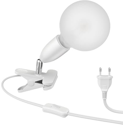 ledscom.de E27 Klemmleuchte LIK, weiß inkl. E27 Leuchtmittel 845lm warmweiß
