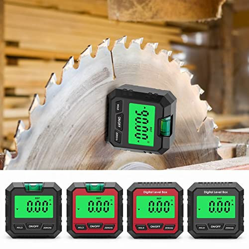 JoyFan 4 von 90-Grad-Sucher-Winkelprofil, Digitaler LCD Winkelmesser Neigungsmesser Inklinometer Wasserdicht Bevel Box Winkelmessgerät Magnetfuß Wasserwaage Holzbearbeitungs-Mikrolehre (Schwarz)