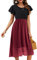 Beluring Ladies Dress for Women Summer Short Sleeve Beach Dress Burgundy Size 16-18