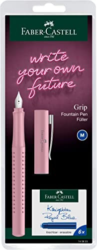 Faber-Castell 140833 - Füllfederhalter Grip 2010, Federbreite M, rose shadow, mit 6 Ersatzpatronen